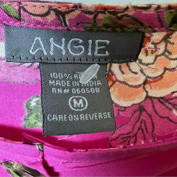 Angie Pink Floral Fit & Flare Button Down Summer Mini Dress, Size Medium - Picture 8 of 10